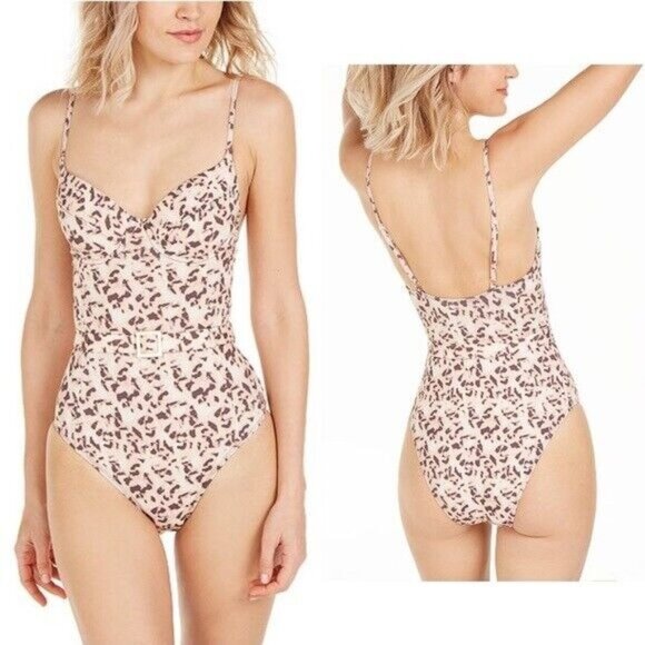 NWOT We Wore What XL Danielle Belted 1PC Tortoise Print Swimsuit 118982 - Picture 1 of 2